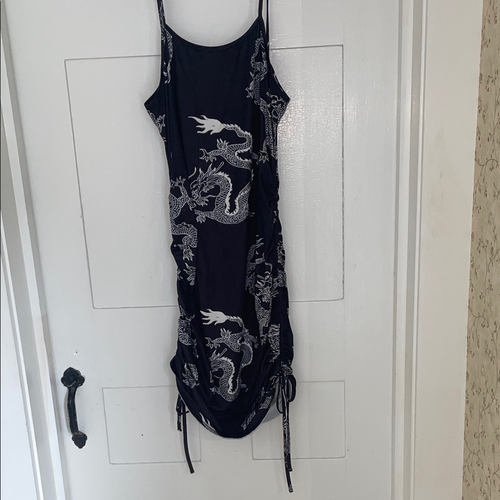 Black and White Dragon Print Dress